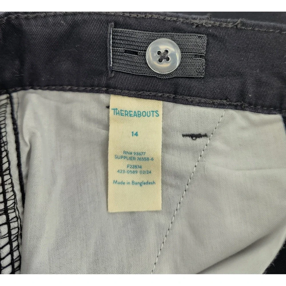 Thereabouts Boys Black Cargo Shorts Adjustable Waist Size 14 NWT Uniform